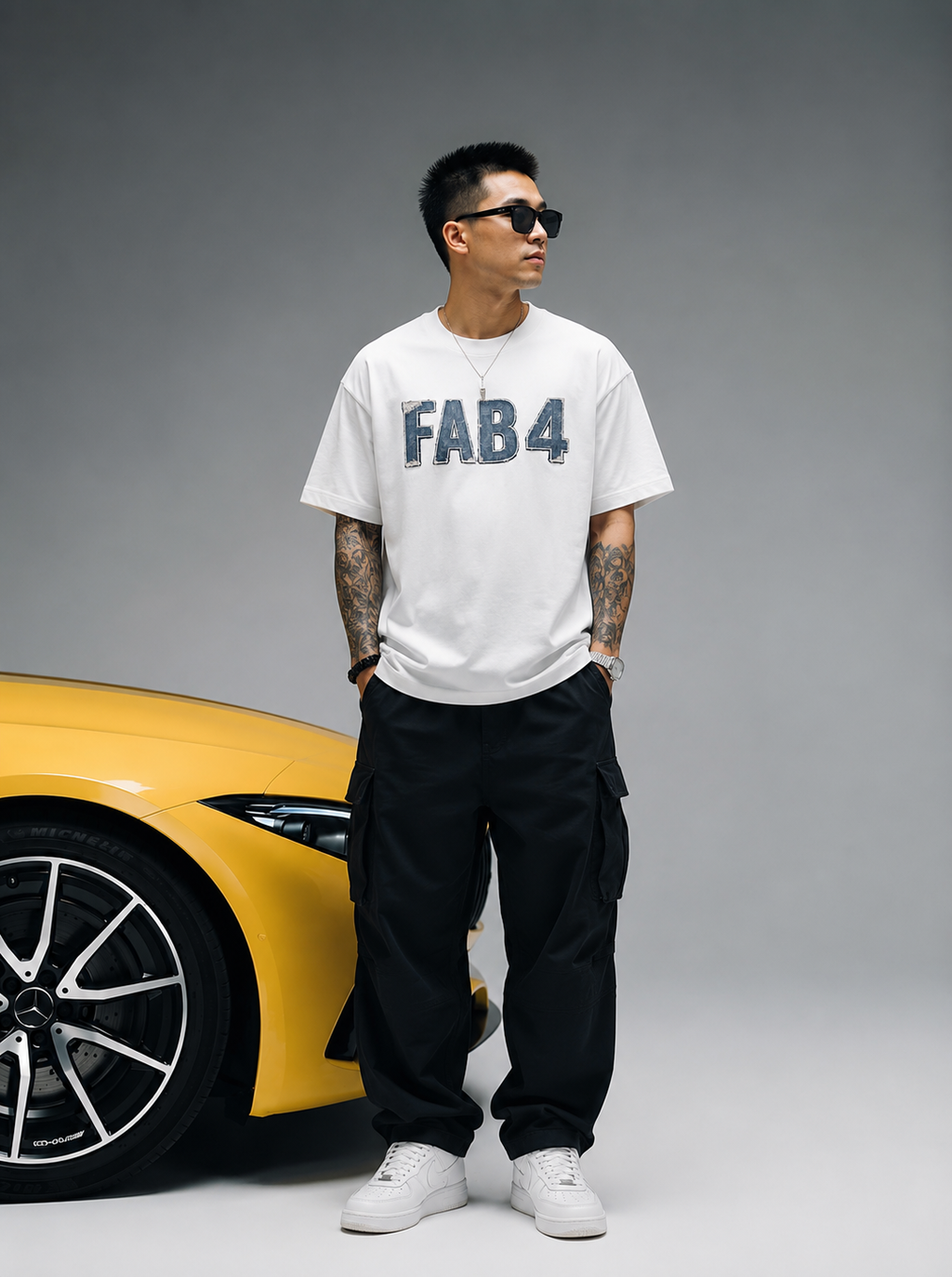 FAB4 Money Motion Oversized Graphic T-Shirt