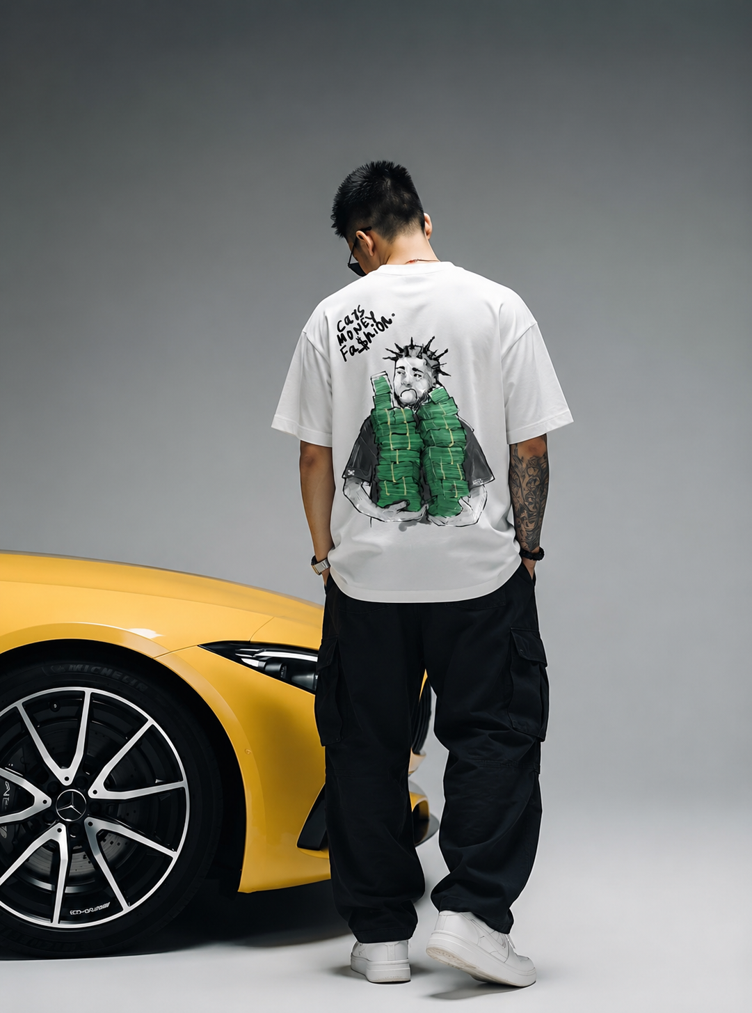 FAB4 Money Motion Oversized Graphic T-Shirt